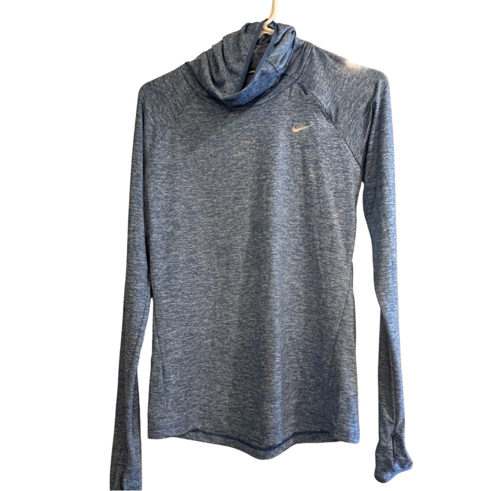 Nike Womens Blue Granite Pullover Hoodie Swoosh 904901-450 Size Small